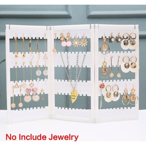 1PC Foldable Plastic Jewelry Display Stand Screen Earring Rack Necklace Holder Practical Organizer Shelf