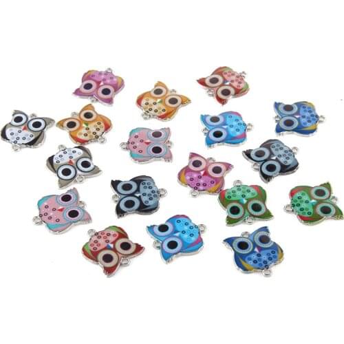 10pcs 19*19mm DIY cute simple enamel owl charms and pendant cheap, metal alloy Handcrafted Jewelry making for Necklace wholesale
