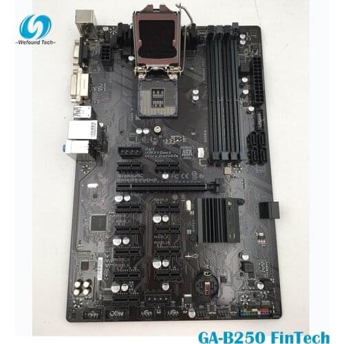 100% Working Mining Motherboard for GIGABYTE for B250-FinTech 12 PCIE