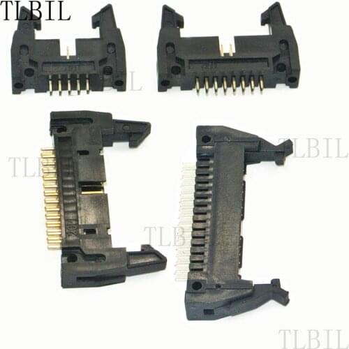 100Pcs 2.54mm Straight DC2 - 10/14/16/20 Pin Ejector Header Connector Male IDC Type Latch Lock Cable