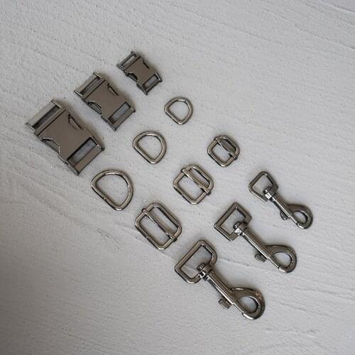 20 Sets 15/20/25mm Metal D Ring Adjuter Strap Buckle Slider Adjustment Buckle For Pet Dog Collar Necklace Handmade Gun Black