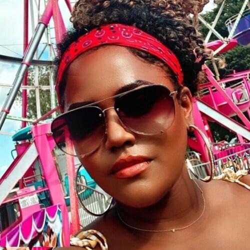 2020 New Men Oversized Pilot Sunglasses Women Brand Designer Sun Glasses For Female Rimless Pink Red Shades Oculos Fashion UV400