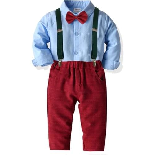 2020 New Fashion Baby Suit Childrens Suits 3Pcs/Set Kids Baby Boys Business Suit Solid Shirt+ Pants+Bow Set For Boys 1-6 Age