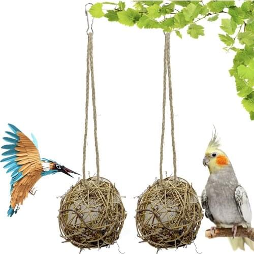 3x Pet Chewing Toy Parrot Bird Biting Toy Bird Branch Rattan Balls Cages Cockatoo Parakeet Cockatiel Swing Playing Toy Birdcage