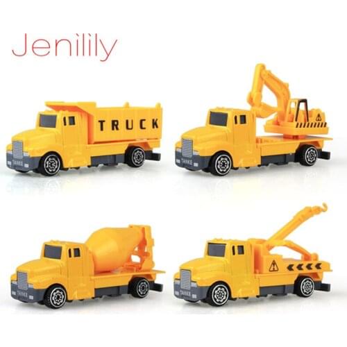 4pcs/set 1:64 Diecast Alloy Model Truck Car Toy Mixer Engineering Car Tractor Toy Car Machines Toys for Children Boy gift