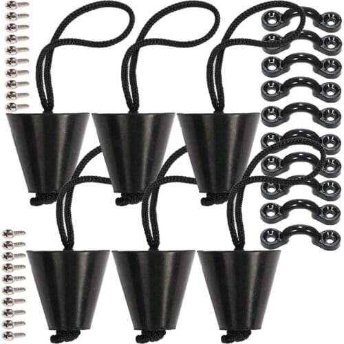 6PCS Universal Kayak Scupper Plug Kit, Kayak Scupper Plugs Drain Holes Stopper Bung with Lanyard and 10 PCS Pad Eyes