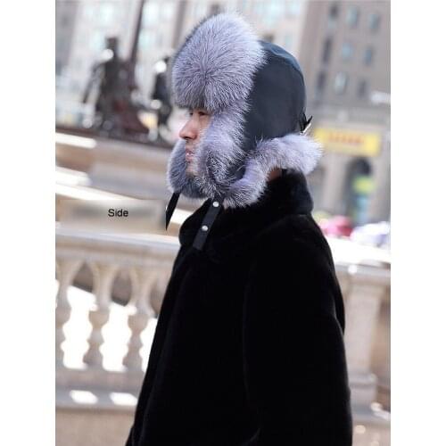 Free Shipping New Genuine Raccoon Fur hat Real fur cap Mens Fox fur hat Winter 3 colors Wholesale Retail OEM