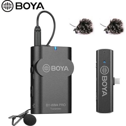 BOYA BY-WM4 Pro K5 Wireless Lavalier Microphone for HUAWEI OPPO VIVO XIAOMI REDMI ONEPLUS Type-C Smartphone Tablet Laptop PC Mic