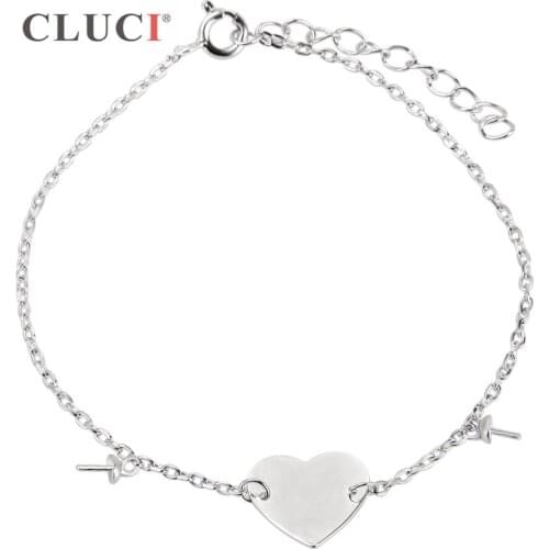 CLUCI 925 sterling silver pearls bracelet accessary Custom Personalized Name Bracelet for lovers' Engrave Name SB048SB