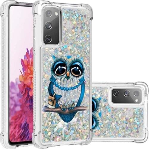 Cute Painted Quicksand Glitter Case For Samsung Galaxy S20 FE Shockproof TPU Bumper Protection Cover S20FE 5G Cartoon Cases
