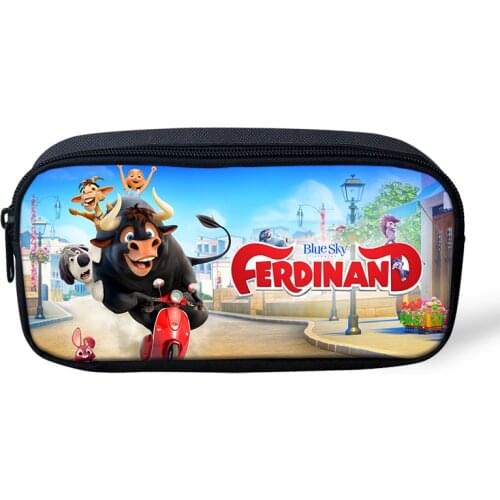 Kids Pencil Case Ferdinand Pattern Students Stationery Box School Supplies Pen Bag Cartoon Anime Design Girls Beautician