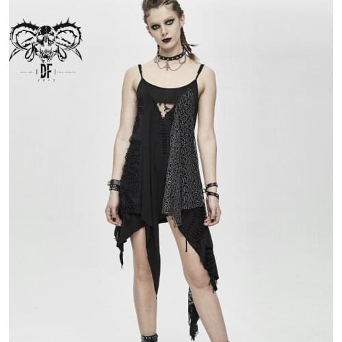 Devil Fashion Womens Gothic Half Dress Daily Wear Summer Strap Short Dress
