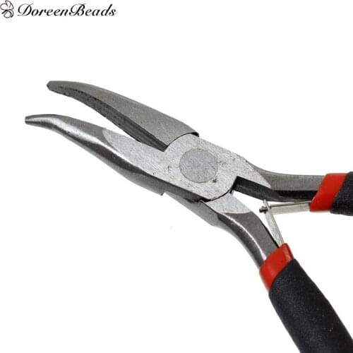 DoreenBeads Needle Nose Pliers Curved Jewelry Making Beadings Black DIY Jewelry Tools & Equipment Kit Handcraft 12.5cm,1Piece