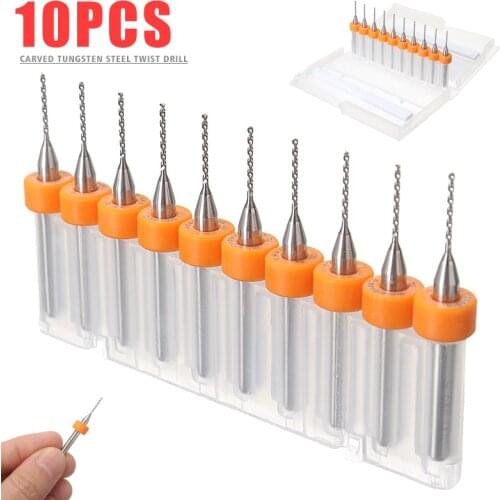 10pcs PCB Print Circuit 0.8mm Micro Drill Bits Board Carbide CNC Engraving Tools Portable Drill Bit Sets Parts