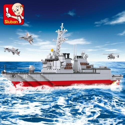 Sluban Building Block WW2 Military Boat Destroyer 615pcs Educational Bricks Toy Boy No retail box