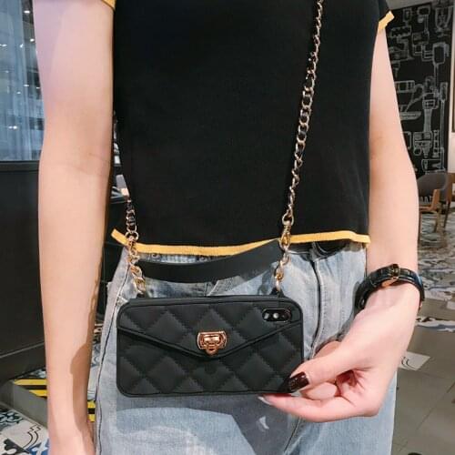 Crossbody Wallet Case Cover For iPhone 12 Pro mini 11 Pro XS MAX XR X 8 Plus Case Card Slot Handbag Purse With Long Strap Chain