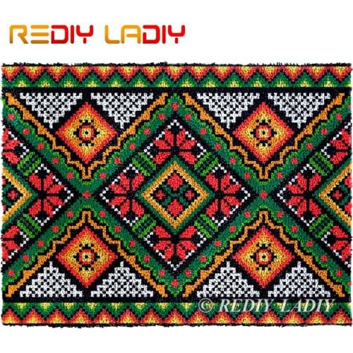 Latch Hook Rug Geometric Pattern G Plush Wall Tapestry Kits DIY Carpet Rug Chunky Yarn Arts Crochet Floor Mat Home Decor 81*62cm