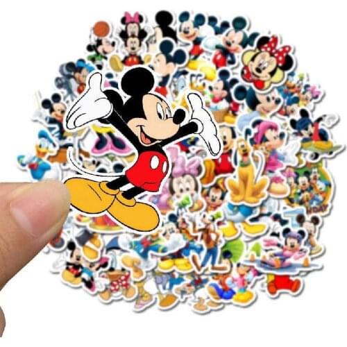 Hot 50 Pcs Disney Cartoon Animation Mickey Mouse Stickers Toys For Kids Gift Rooms Luggage Guitar Personality Graffiti Stickers