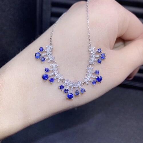 Natural blue sapphire Necklace Natural red ruby Pendant Necklace 925 sliver Luxurious big Tassels Talonpaw women gift Jewelry