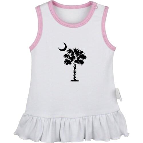 Palm Tree with Moon Only God Can Judge Me Newborn Baby Girls Dresses Toddler Sleeveless Dress Infant Cotton Clothes