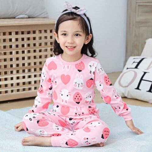 Boys Girls Pajamas Spring Autumn Cartoon Rabbit Soft Childrens Clothing Pink Sleepwear Cotton Pyjamas Sets for Kids 2 4 6 8 Yrs