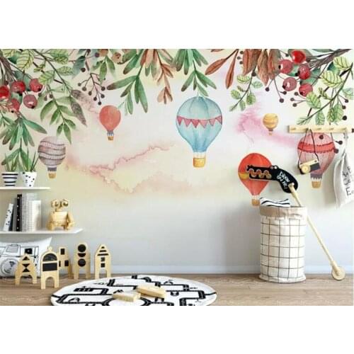 Custom Photo Wallpaper Modern high quality hot air balloon floral sunset background wall painting 3d wallpaper murals