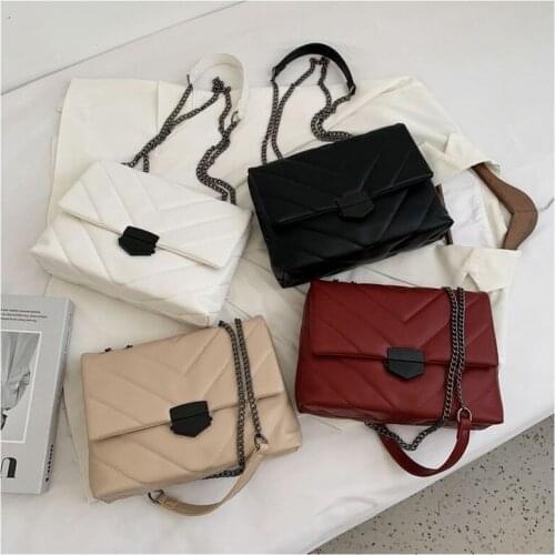 New Casual Thread Chain Crossbody Bags For Women Fashion Simple Shoulder Bag Ladies Designer Handbags PU Leather Messenger Bags