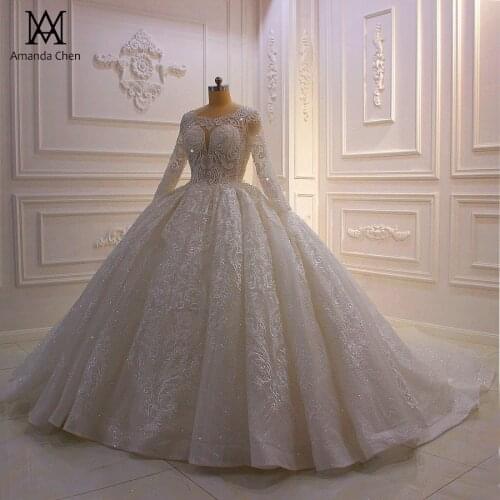 Bridal dresses 2020 Long Sleeve Lace Applique Wedding Dress On Sale