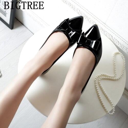 Korean Shoes Pointed Toe Flats Butterfly-knot Cute Shoes Boat Shoes Women Fashion Slip On Feminino Creepers Zapatos Charol Mujer
