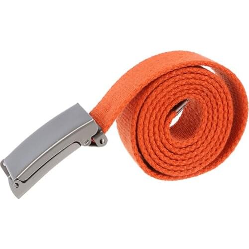 Unisex Plain Webbing Canvas Metal Buckle Belt (Orange)