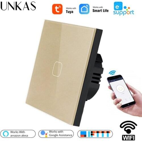 Tuya/Smart Life/ewelink Google Home Amazon Alexa Voice Control 1/2 Gang 1 Way EU Standard WiFi Wall Light Touch Switch