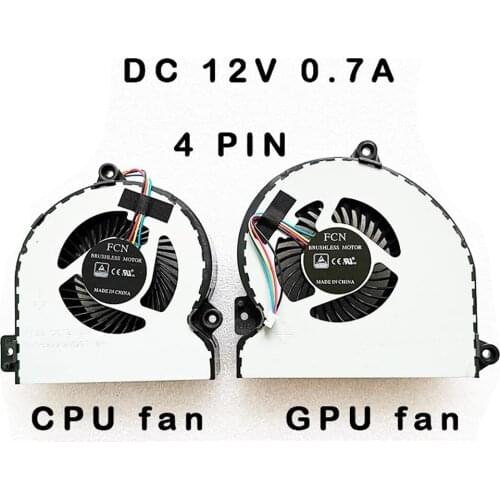 New laptop cpu gpu cooling fan cooler radiator for ASUS ROG STRIX S7VI GL702VI DFS682212M00T FK5B DFS593512MN0T FK5C DC12V 0.7A