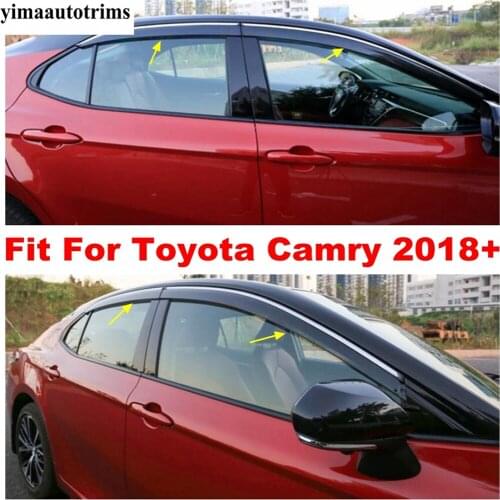 Door Window Wind Visor Moulding Awnings Shield Rain Sun Wind Guard Vent Shade Protection Cover Kit For Toyota Camry 2018 - 2021