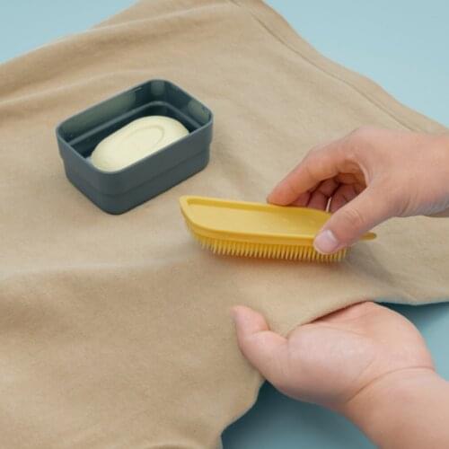 Waterproof and Moisture-Proof Travel Soap Storage Box with Sponge Cleaning Brush Soap Box Household Portable Soap Holder Stand