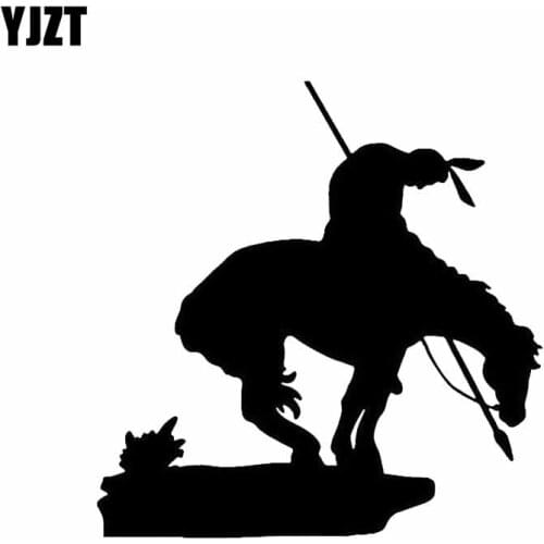 YJZT 13.7*13.9CM Unhappy Sad Indian Soldier Covering The Body Fashion Car Sticker Warrior Decal Black/Silver Vinyl C20-1699