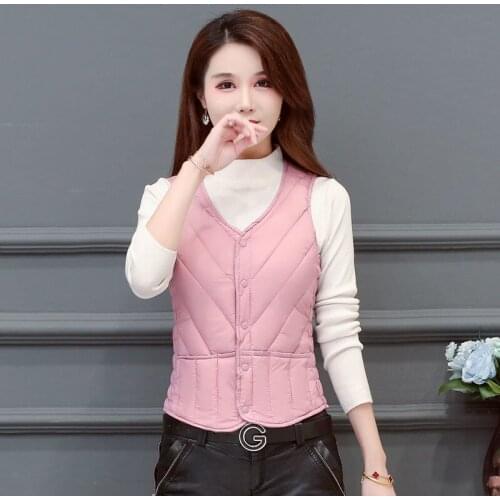 Woman Jacket Vest Autumn Winter down Cotton Vest Womens Short Inner Vest Inner Liner Close-Fitting Chaleco Mujer