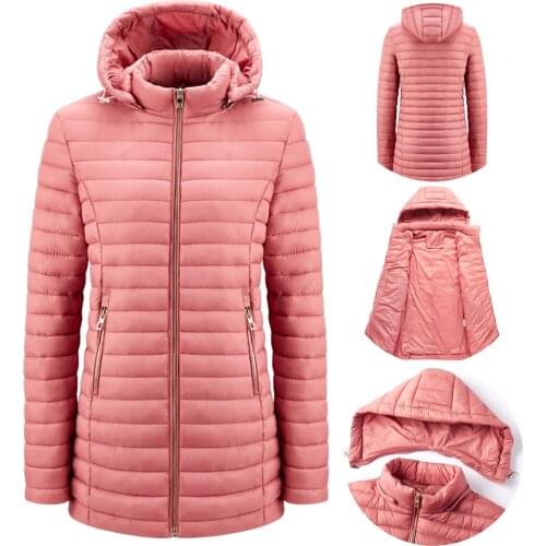 Female Winter Lightweight Cotton Cotton Jacket Warm Soft Solid Women Clothing Slim Fit Ladies Hooded Jacket Down Coats