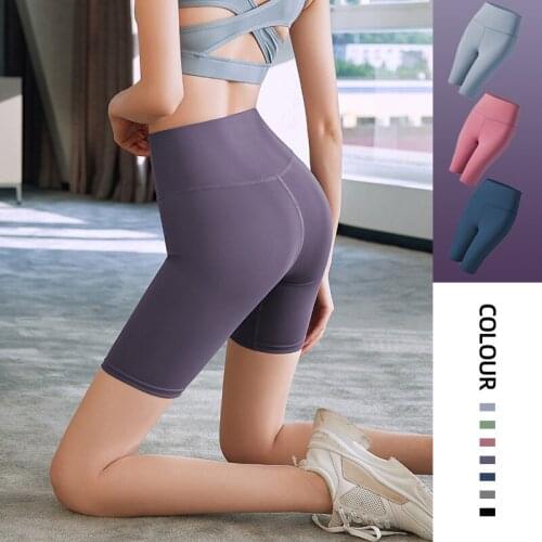 Womens Knee Length Tights Yoga Shorts Workout Half Pants Running Leggings Gym Fitness Yoga Shorts Nylon Half Pants