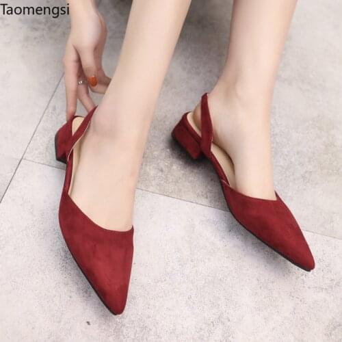 Taomengsi new sharp-heeled sandals soft-faced low-heeled casual womens shoes wholesale fashion style students' sandals red