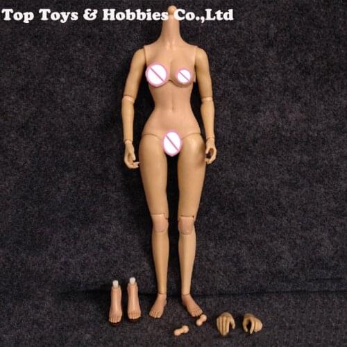 1/6 Female Flexible Action Figure yellowish Color Middle Breast Body for Kumik HT Head Collectible Doll Toys