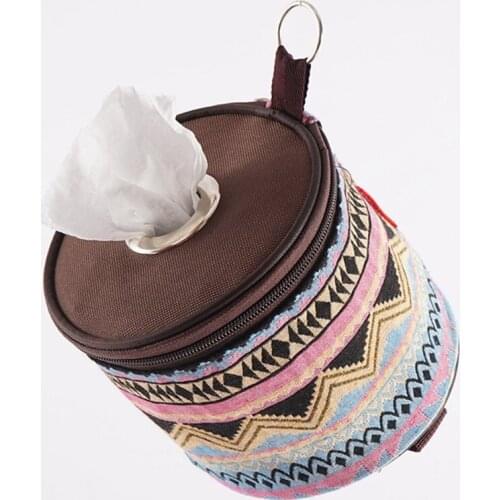 1 Pc Portable Travel Napkin Storage Bag Durable Box Outdoor Camping National Style Folding Toilet Paper Tissue Case Holder