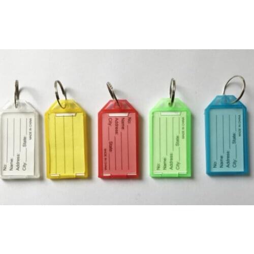 100pcs Blank Plastic Keychains Rectangle luggage tag Insert Photo Keyrings key card number- Free ShippingSL6101