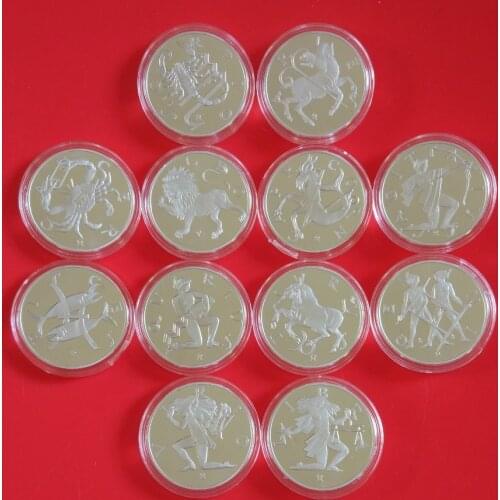 12 PCS SET COINS OF signs of the zodiac medal coin USA DOLLAR