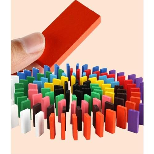 120pcs/set Children Wooden Toys Domino Toys Colored Domino Blocks Kits Early Learning Dominoes Games Educational Children Toys
