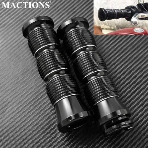 2Pcs Motorcycle CNC Black Handlebars Cut Billet Hand Grips For Indian Scout Bobber Models With 7/8' Handle 2015 2016 2017-2019