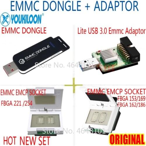 2019 NEW Original EMMC DONGLE+Lite USB3.0 SuperSpeed eMMC Reader+EMMC/EMCP Socket( FBGA 153/169/162/186 ,FBGA 221/254)For UFI BO