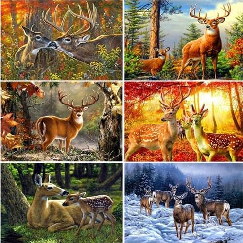 DIY 5D Diamond Painting Deer Diamond Embroidery Animals Cross Stitch Kits Full Round Drill Rhinestones Wall Art Home Decor Gift
