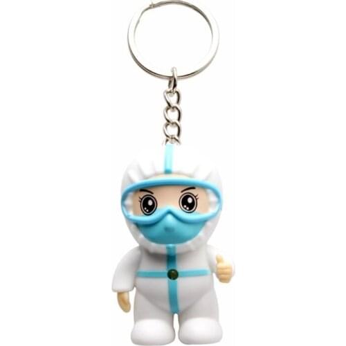 Anti-epidemic Souvenir White Angel Keychain Cartoon Nurse Keyring Pendant with Hook Thanksgiving Present Toy Gifts