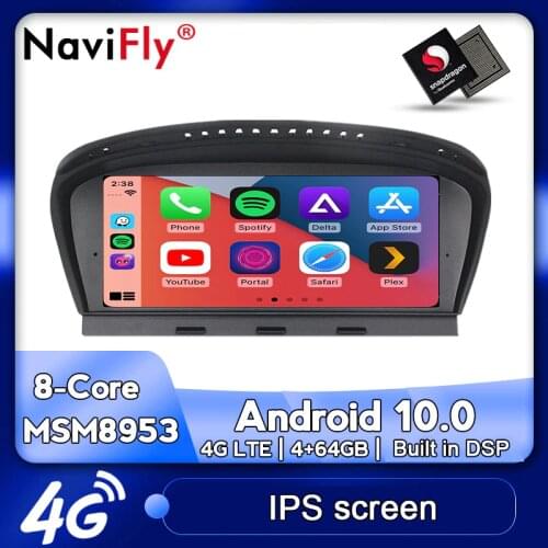 NaviFly Android 10.0 Car Multimedia Player GPS Navigation For BMW 5 Series E60 E61 E63 E64 /3 Series E90 E91 E92 2004-2011