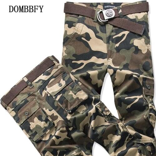 Men Cargo Camouflage Pants Combat Military Work Overalls Army Straight Tactical Trousers Multi-Pocket Baggy Casual Cotton Pants
